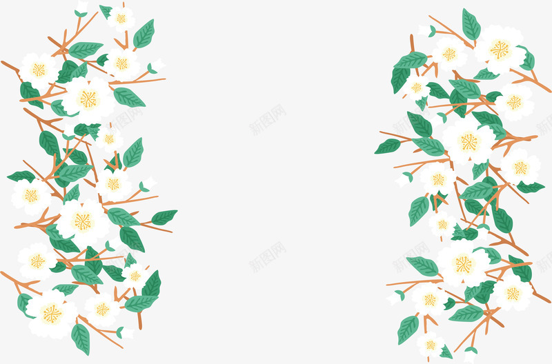 美丽的白色花朵边框png免抠素材_新图网 https://ixintu.com 浪漫花藤 白色花朵 白花 白花边框 矢量png 美图边框