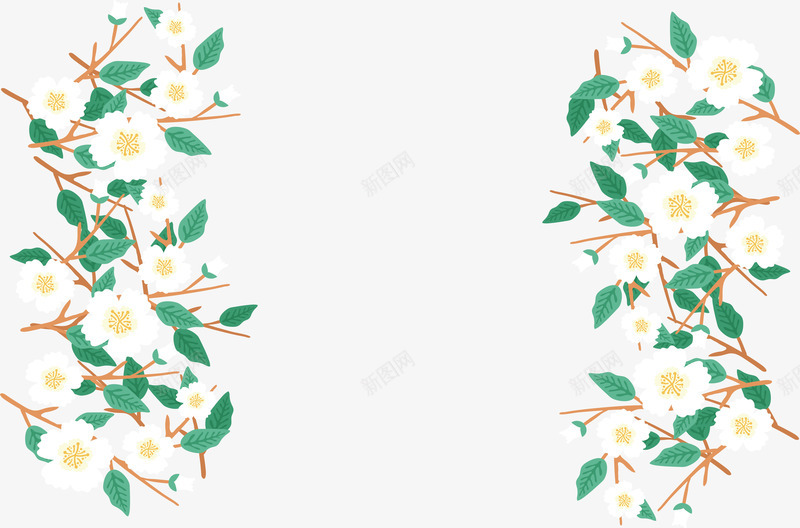 美丽的白色花朵边框png免抠素材_新图网 https://ixintu.com 浪漫花藤 白色花朵 白花 白花边框 矢量png 美图边框