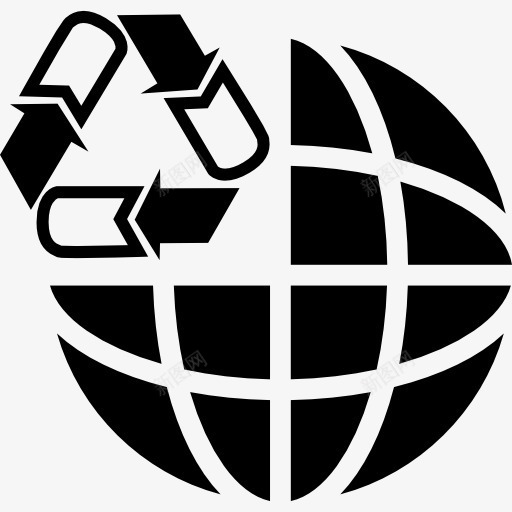 土工格栅与回收标志图标png_新图网 https://ixintu.com 回收 地球 地球图标 接口 标志 符号 网格