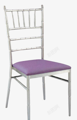 紫色坐垫的竹节样椅子素材
