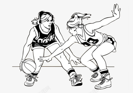 手绘女子篮球图标图标