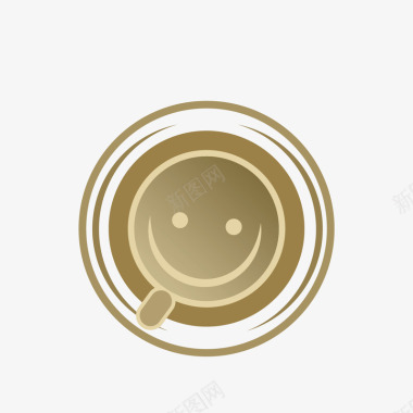 棕色咖啡杯笑脸饮品图标矢量图图标
