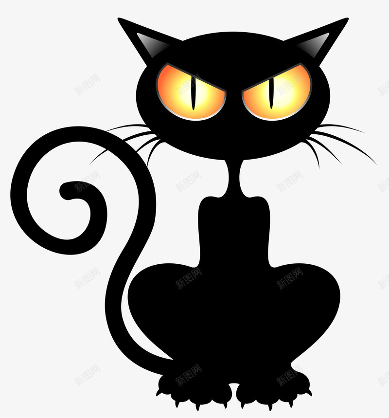 万圣节黑色小猫元素2png免抠素材_新图网 https://ixintu.com 万圣节 万圣节女巫 万圣节小猫 黑猫