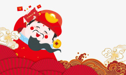 红福梨春节财神卡通手绘psd分层图高清图片