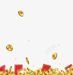 金色的铜钱金币红包高清图片