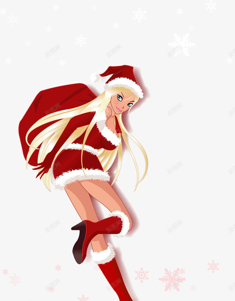 背圣诞礼物的少女png免抠素材_新图网 https://ixintu.com 圣诞女孩 圣诞矢量素材 圣诞礼物 少女 戴圣诞帽的美女