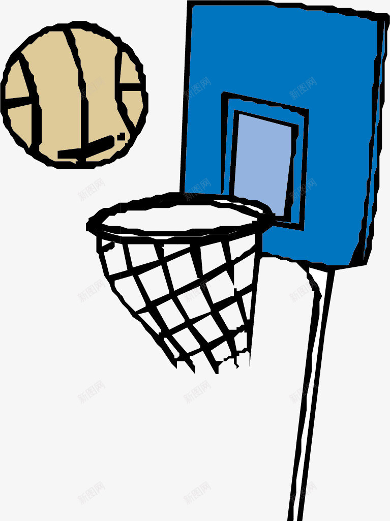卡通篮球上篮矢量图ai免抠素材_新图网 https://ixintu.com 篮板 篮球 篮筐 篮网 矢量图