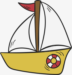 黄色手绘帆船素材