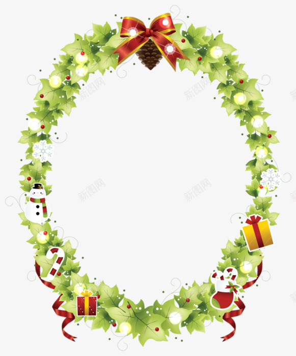 圣诞节绿色边框png免抠素材_新图网 https://ixintu.com 圣诞节 椭圆 绿色 边框