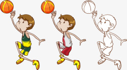 绘画步骤手绘打篮球的男孩矢量图高清图片