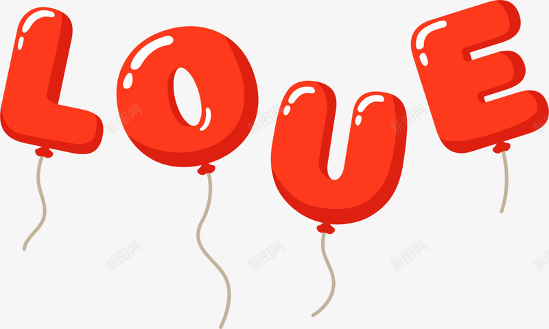 情人节爱情艺术字png免抠素材_新图网 https://ixintu.com love 情人节 漂浮气球 爱情艺术字 红色气球 红色艺术字