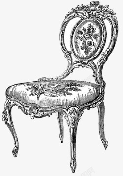钢笔手绘装饰复古椅子素材