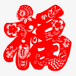 春节红色的福字贴纸素材