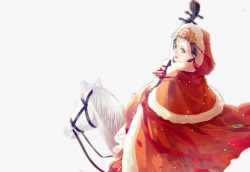 骑马抱琵琶的红衣美女古风手绘素材