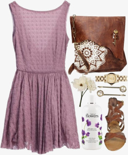 紫色连衣裙搭配素材