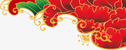 红色春节花纹装饰素材