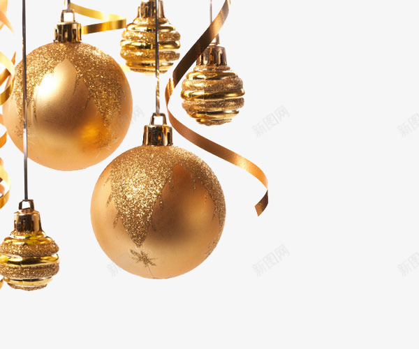 垂挂着圣诞球png免抠素材_新图网 https://ixintu.com 圣诞球 圣诞节 垂挂 装饰 金色