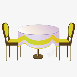 餐厅圆桌椅子矢量图素材