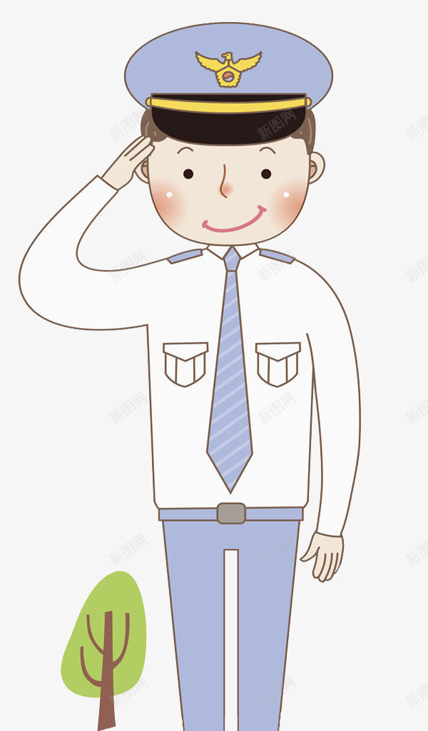 卡通敬礼的警察图png免抠素材_新图网 https://ixintu.com 制服 卡通 帅气的 微笑的 插图 敬礼的 服务 男人
