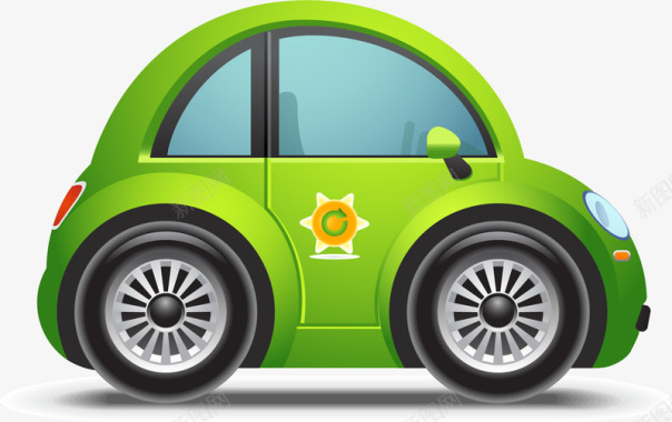 精美绿色环保汽车污染标识矢量图图标图标