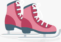 粉红色冬季滑冰冰鞋矢量图素材