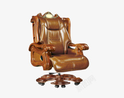 皮质办公椅欧式棕色办公椅高清图片