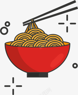 中国风红色面食图标图标
