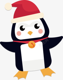 可爱的开心圣诞小企鹅矢量图素材