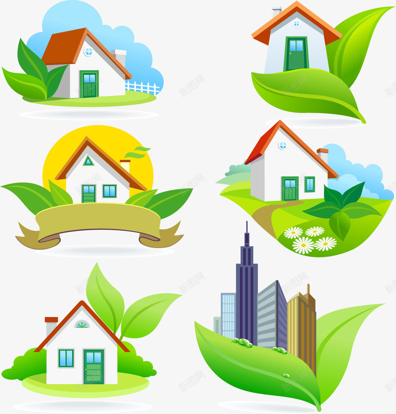 绿色生态png免抠素材_新图网 https://ixintu.com 房屋 清新 环保 生态 绿叶 绿色 绿色能源 自然
