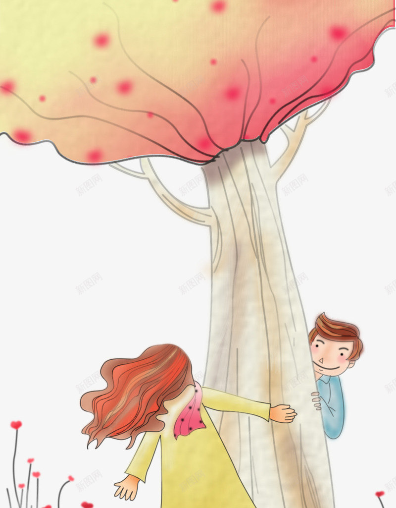 树下玩耍的情侣png免抠素材_新图网 https://ixintu.com 两个人 大树 玩耍
