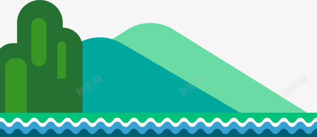扁平化山png免抠素材_新图网 https://ixintu.com 大树 山 扁平化 风景