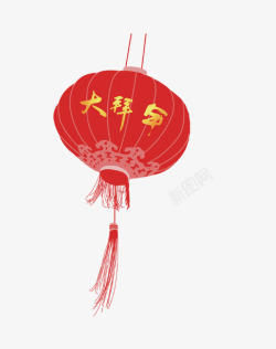 中国风红色大拜年灯笼素材