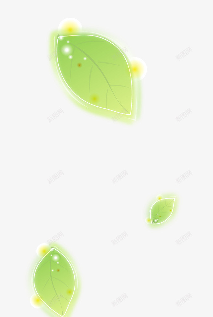 绿色树叶漂浮png免抠素材_新图网 https://ixintu.com AI 卡通 叶子 底纹 手绘 树叶 漂浮 线条 绿叶 背景