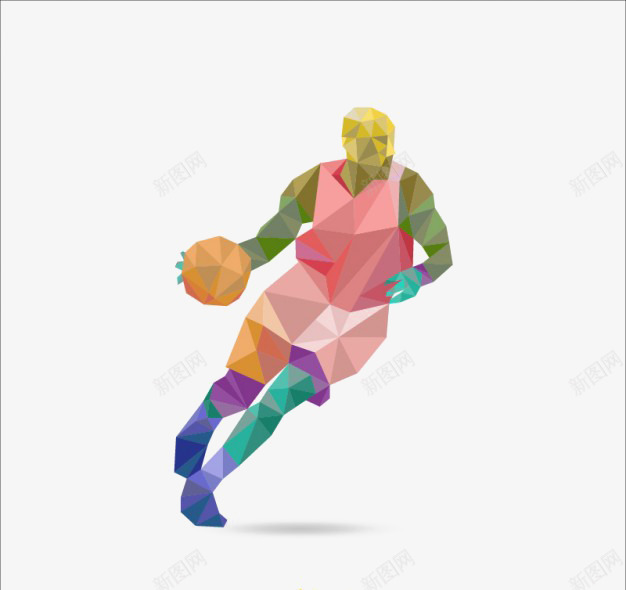 多边形折纸篮球png免抠素材_新图网 https://ixintu.com 折纸篮球 运动psd 运动感 运动风