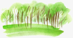 彩绘绿色卡通树木素材