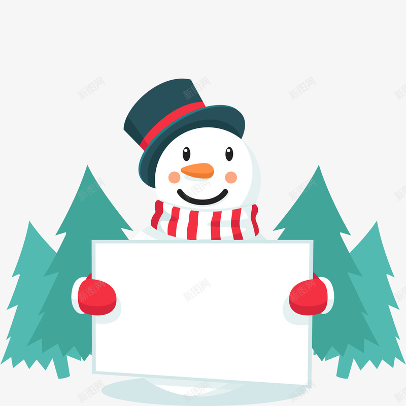 可爱举白纸板的雪人png免抠素材_新图网 https://ixintu.com 举白板 卡通 可爱 围巾 帽子 手绘 植物 雪人 风景