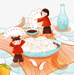 欢乐冬至吃水饺素材
