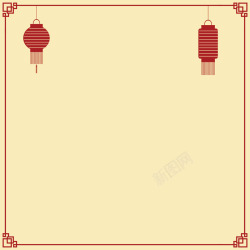 手绘中国风春节灯笼装饰边框矢量图素材