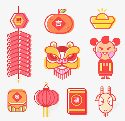 春节元素png免抠素材_新图网 https://ixintu.com 挥春 春节元素 红包 醒狮 霸气醒狮 鞭炮