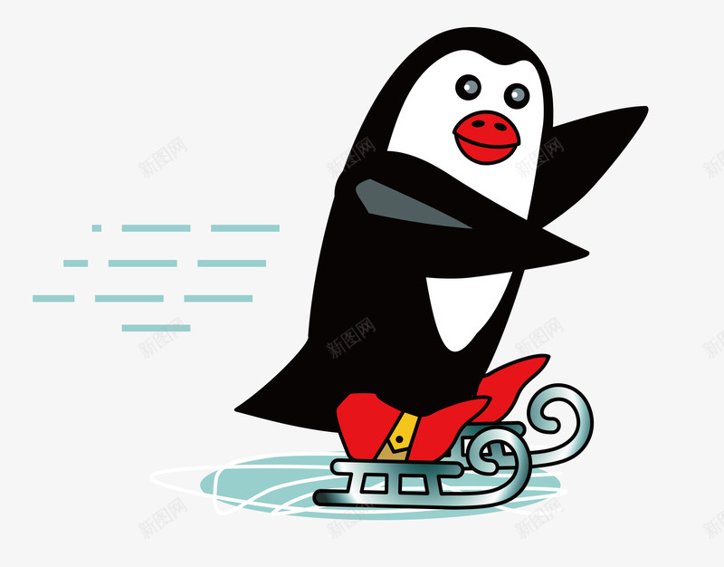 溜冰的企鹅矢量图ai免抠素材_新图网 https://ixintu.com 企鹅 元素 动物 欢乐 矢量图