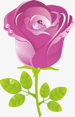 紫色卡通玫瑰花矢量图素材