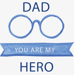 英雄水彩蓝色眼镜父亲节矢量图高清图片