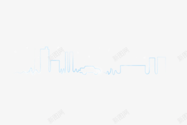漂浮城市轮廓psd免抠素材_新图网 https://ixintu.com 水印 淡蓝色 简约 荧光