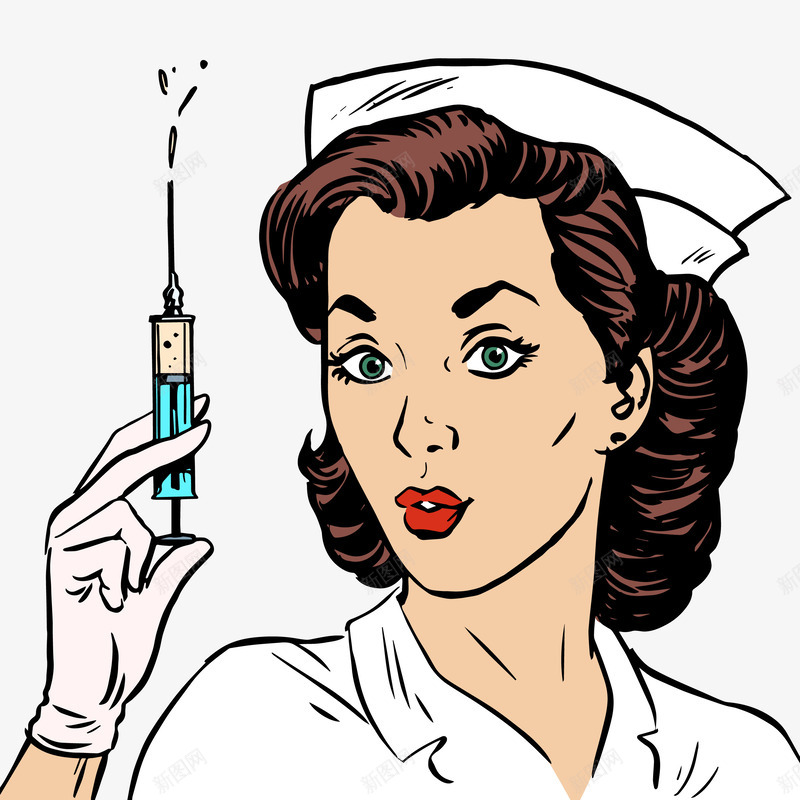 一个女护士png免抠素材_新图网 https://ixintu.com 卡通 女士 护士帽 护士服 枕头 白色的 针管