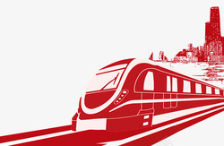 红色早餐车红色手绘卡通火车高铁高清图片