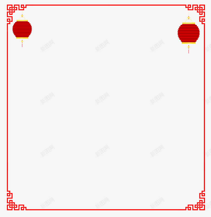 红色中国风灯笼框架png免抠素材_新图网 https://ixintu.com 中国风框架 中国风灯笼 新年 新春 春节 红色框架