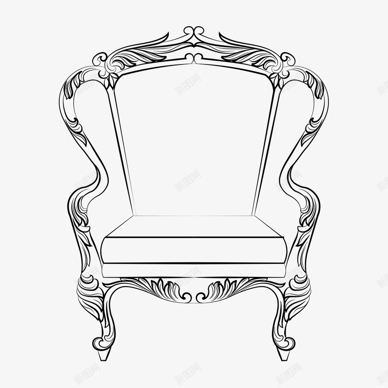 复古家具png免抠素材_新图网 https://ixintu.com 创意 复古 家具 手绘 木椅 椅子 白描 素描