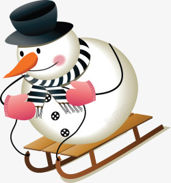 红萝卜鼻子雪人立体手绘雪人滑雪板高清图片
