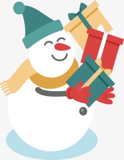 抱着圣诞礼物送礼物的雪人高清图片