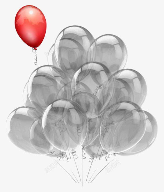 透明气球png免抠素材_新图网 https://ixintu.com 气球免扣PNG 气球免扣元素 气球装饰 漂浮的气球 红色气球 黑色气球
